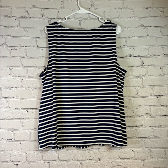 Lands’ End Navy and White Striped Swim Tankini Top - Picture 2 of 8